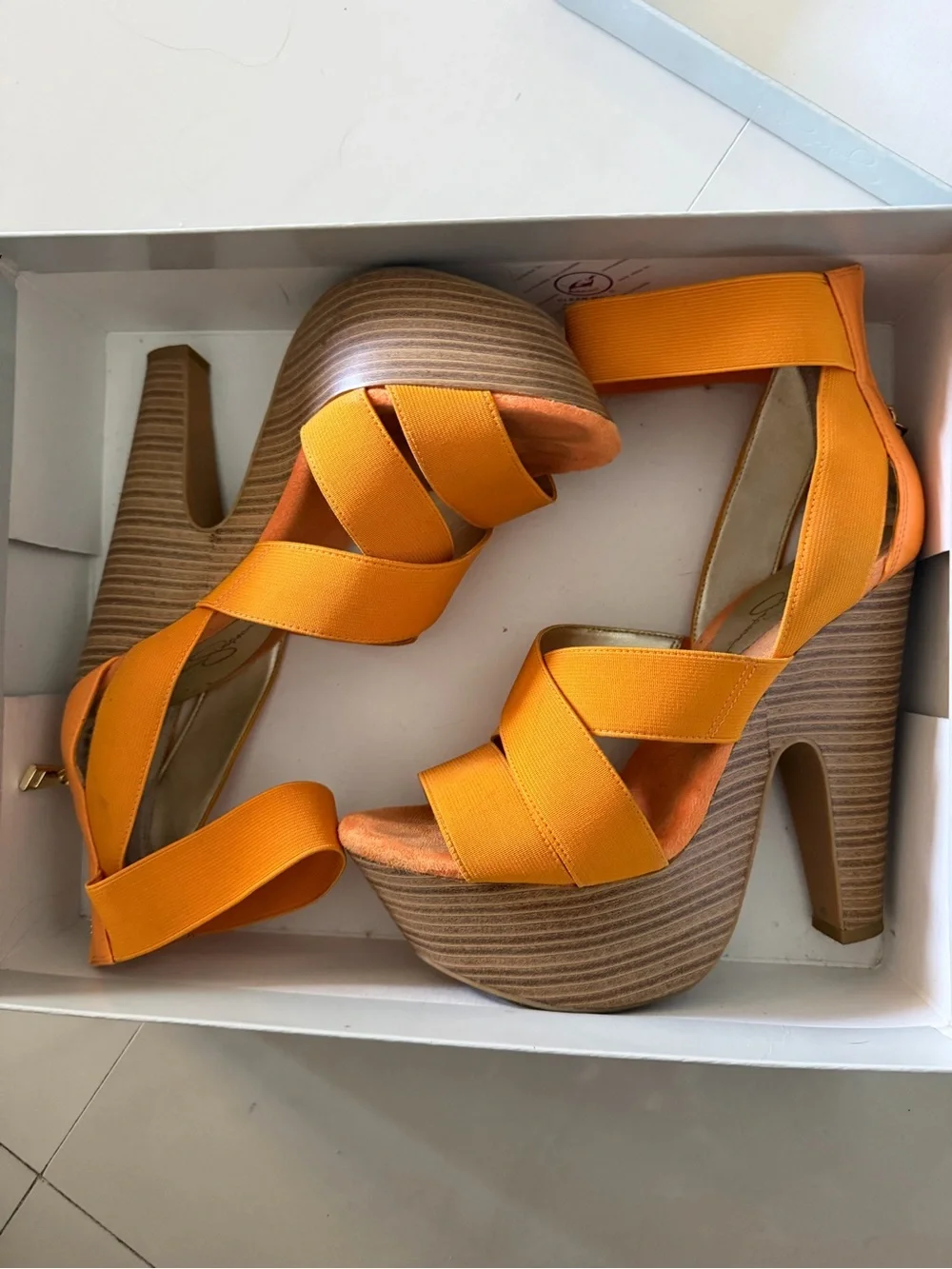 Jessica Simpson Orange Strappy Platform Sandals